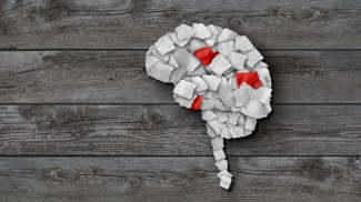 Cerveau en papier avec les tumeurs en rouge
